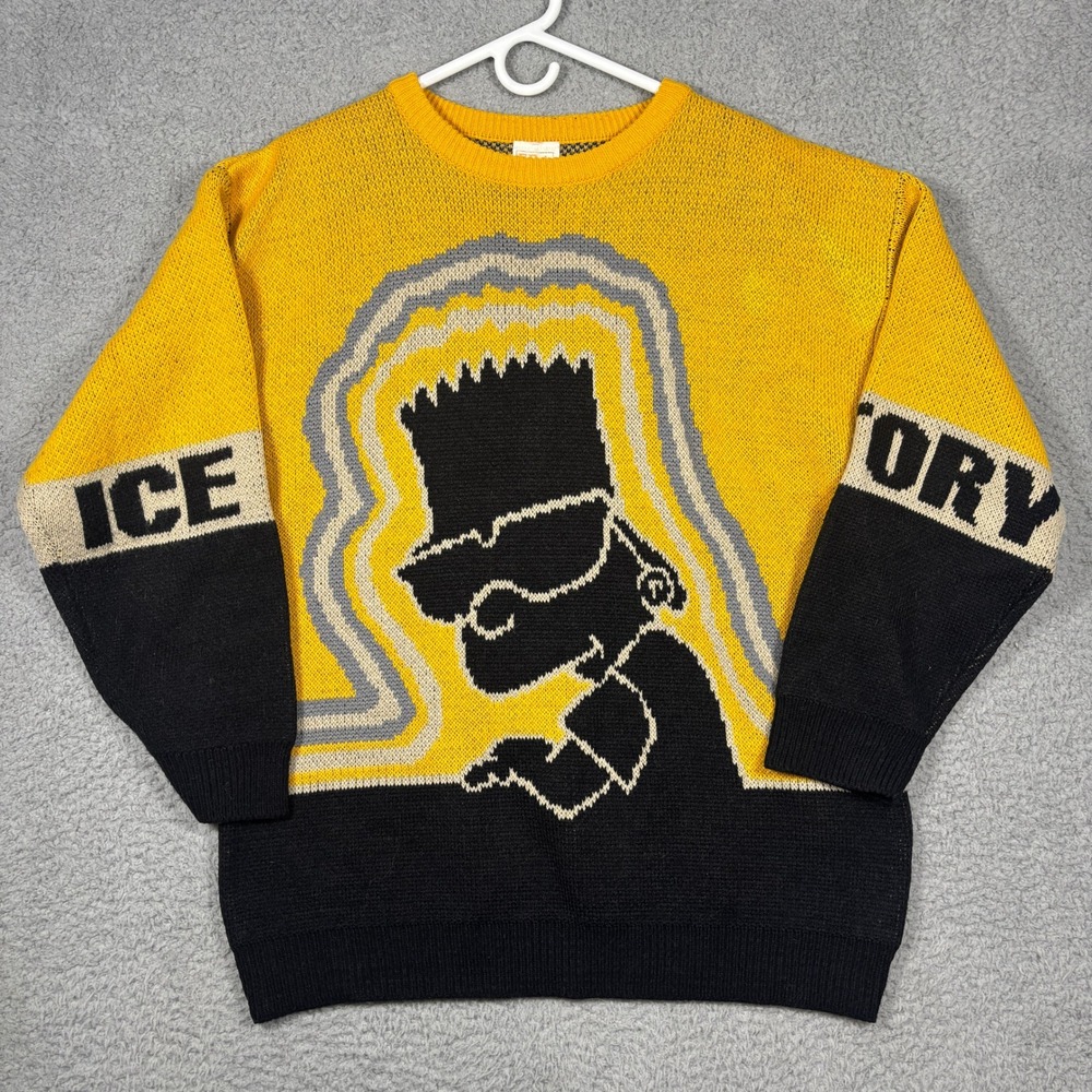 ERA Sweater Mens XXL Yellow Bart Simpson ICE History Vintage 90s Graphic Knit